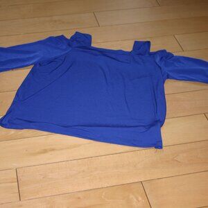 WOMENS' ROYAL BLUE SHIRT WITH PEEK-A-BOO SHOULER 2/3 SLEEVE Medium/Small